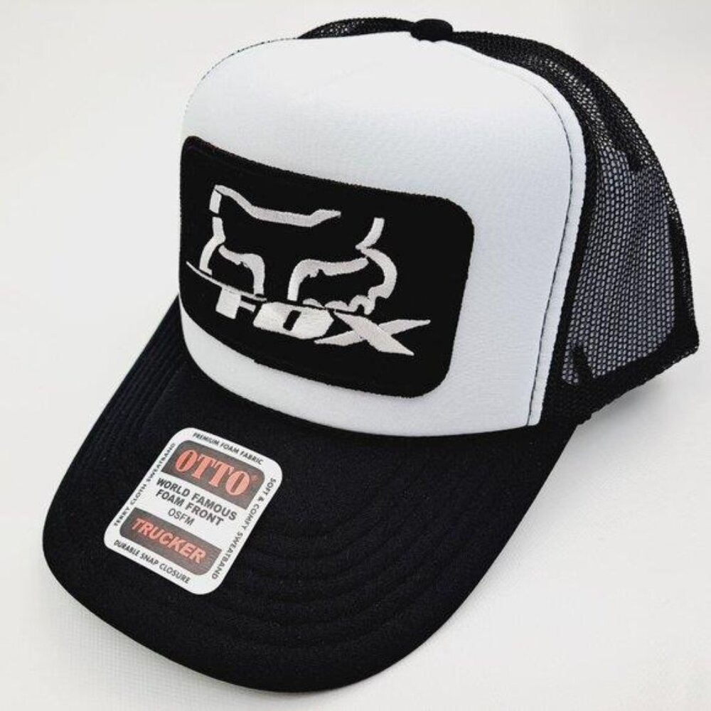 Retro Vintage Style Fox Racing Foam Trucker Mesh Snapback Hat Embroider Patch MX